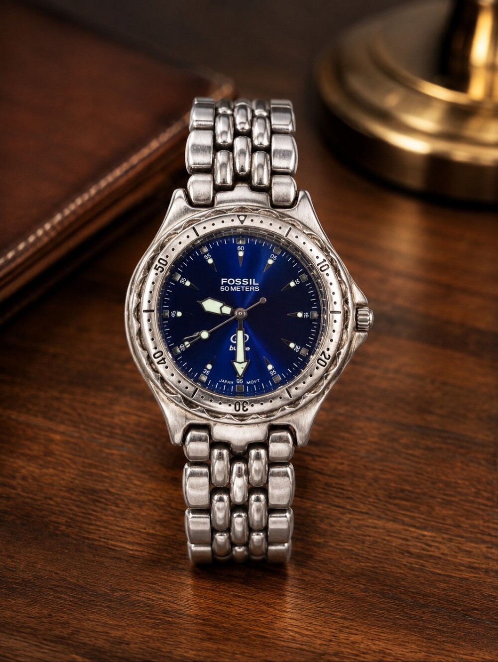 Fossil Men's Blue Dial Stainless Steel Watch